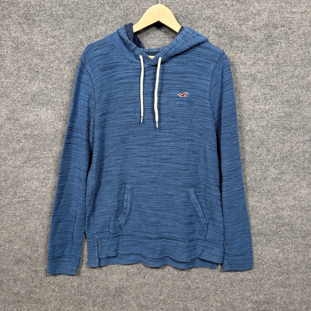 Hollister Size Medium Sweatshirt Hoodie Heathered  Blue Cotton Blend Long Sleeve
